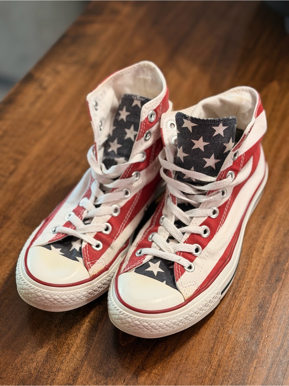 Converse Red White Blue Star-Stripe High Top Sneakers